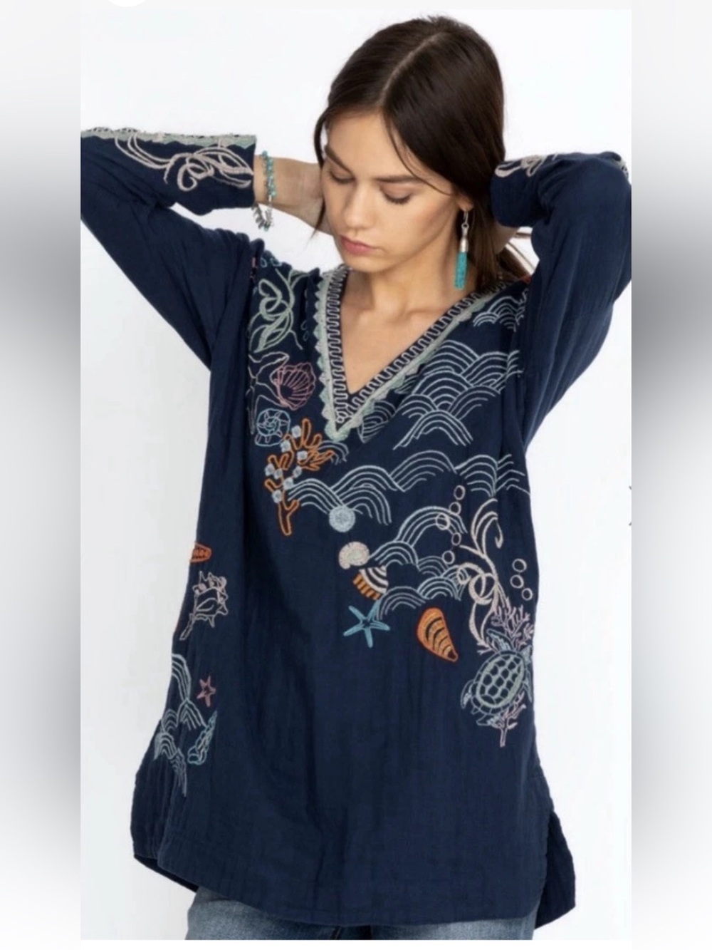 Johnny Was Biya Myrtle Sea Life Tunic